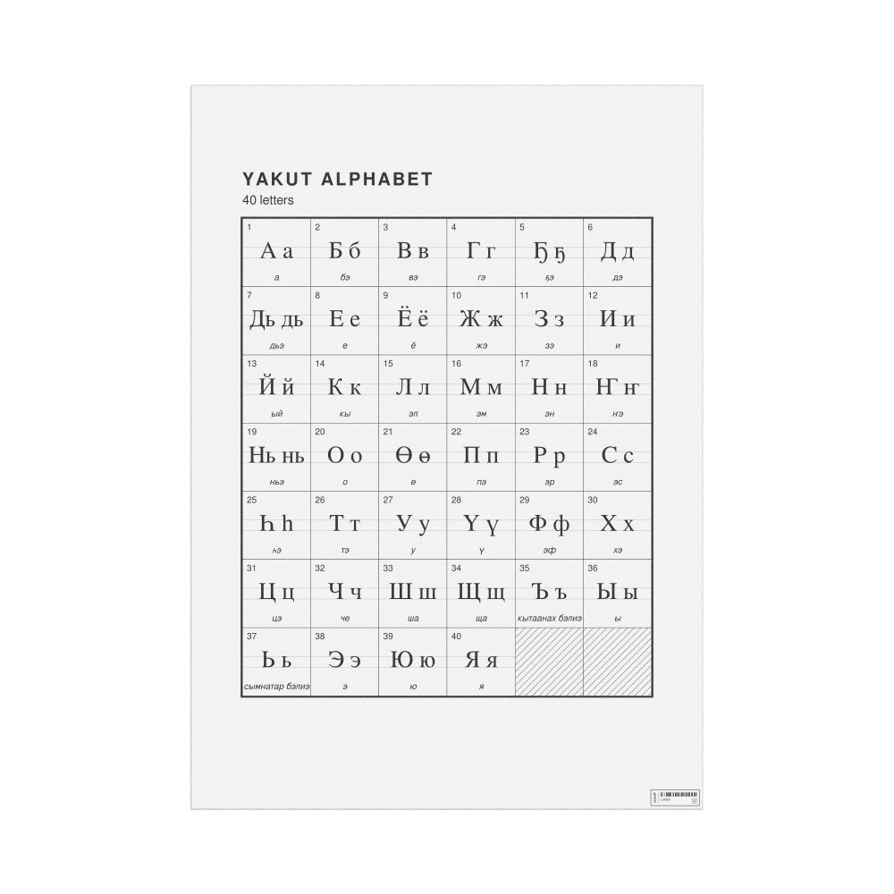 Leskoff Yakut Alphabet Chart, 23.4 x 33.1 in (59.4 x 84.1 cm, Poster / Wall Chart), image 1 of 2