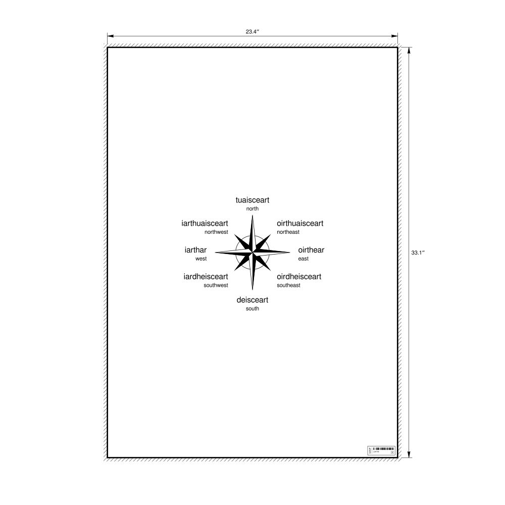 Leskoff Cardinal Directions Poster, Irish/English-Labeled, image 1 of 2