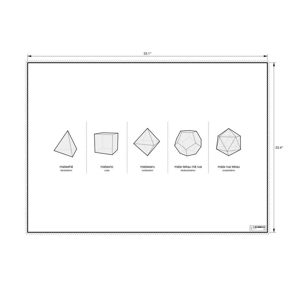 Leskoff Platonic Solids Poster, Māori/English-Labeled, image 1 of 2