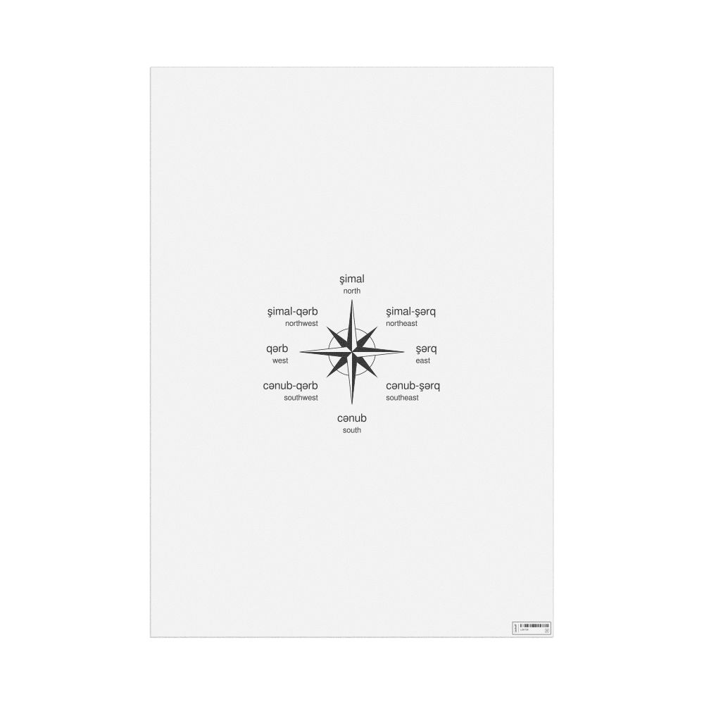 Leskoff Cardinal Directions Poster, Azerbaijani/English-Labeled, image 1 of 2