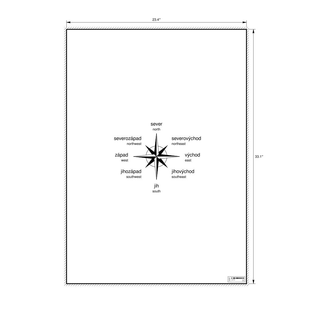 Leskoff Cardinal Directions Poster, Czech/English-Labeled, image 1 of 2