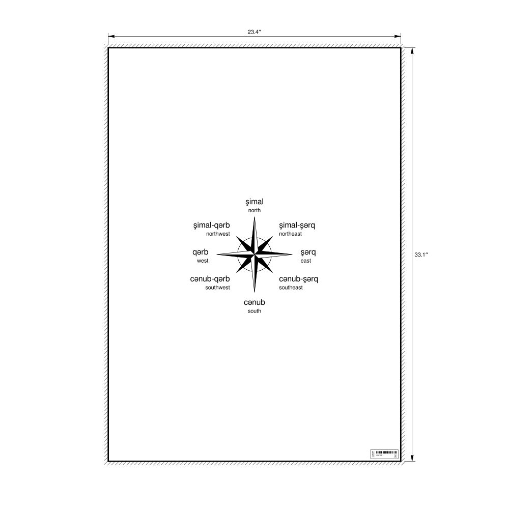 Leskoff Cardinal Directions Poster, Azerbaijani/English-Labeled, image 1 of 2