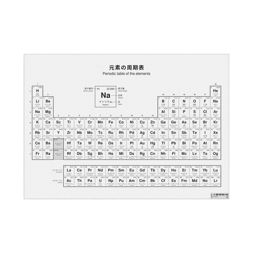 Leskoff Periodic Table Chart, 33.1 x 23.4 in (84.1 x 59.4 cm, Poster / Wall Chart), 18-Column Layout, Japanese/English-Labeled, image 1 of 2