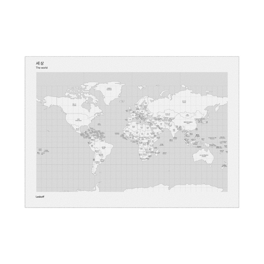 Leskoff World Wall Map (World Map Poster), Korean/English-Labeled, image 1 of 2
