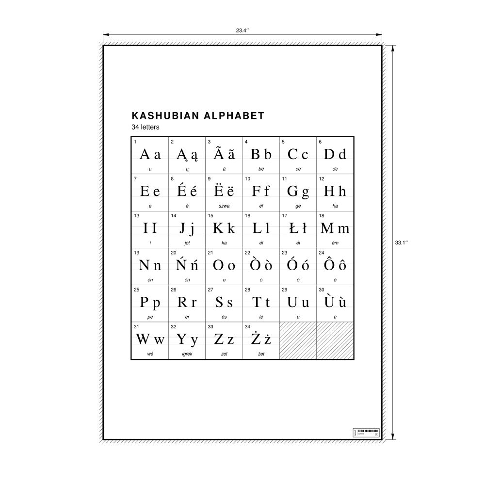 Leskoff Kashubian Alphabet Chart, 23.4 x 33.1 in (59.4 x 84.1 cm, Poster / Wall Chart), image 1 of 2