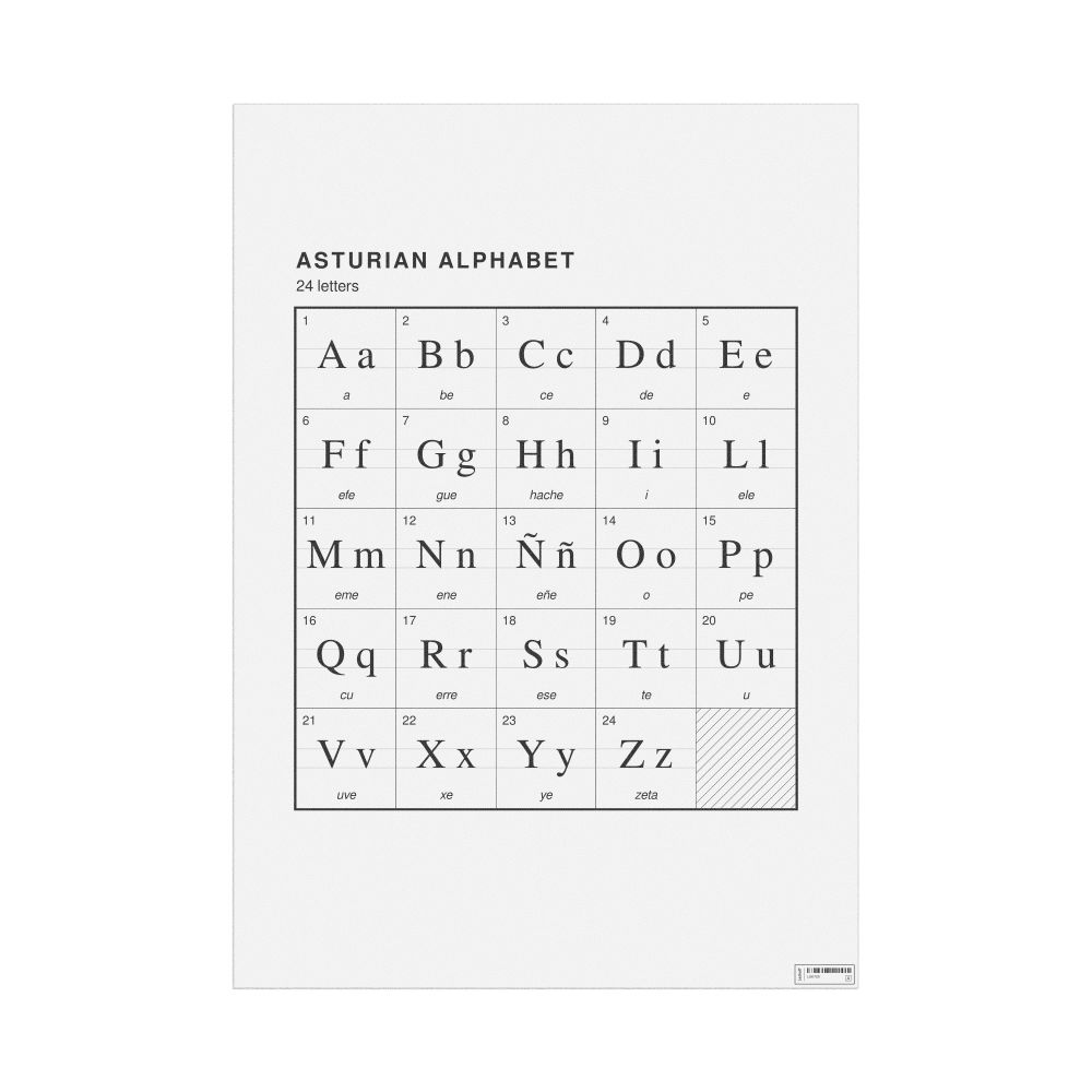Leskoff Asturian Alphabet Chart, 23.4 x 33.1 in (59.4 x 84.1 cm, Poster / Wall Chart), image 1 of 2