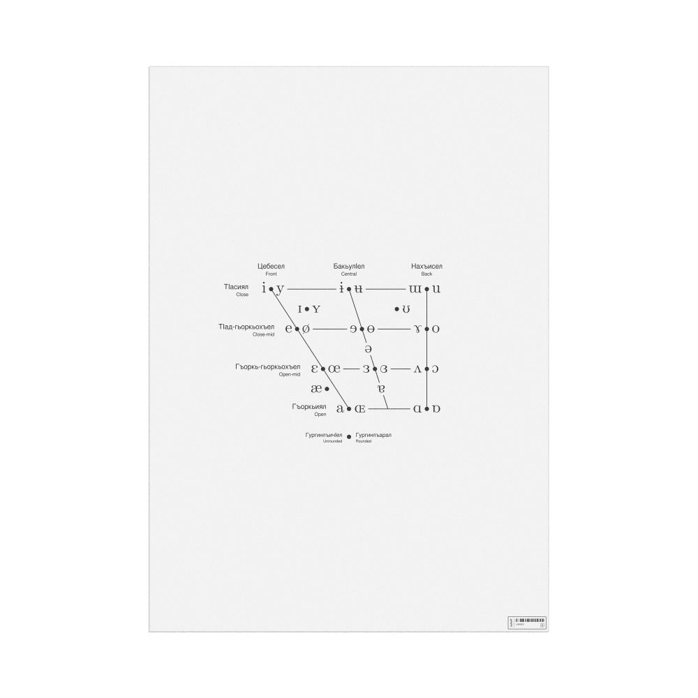 Leskoff IPA Vowel Chart Poster, Avar/English-Labeled, image 1 of 1