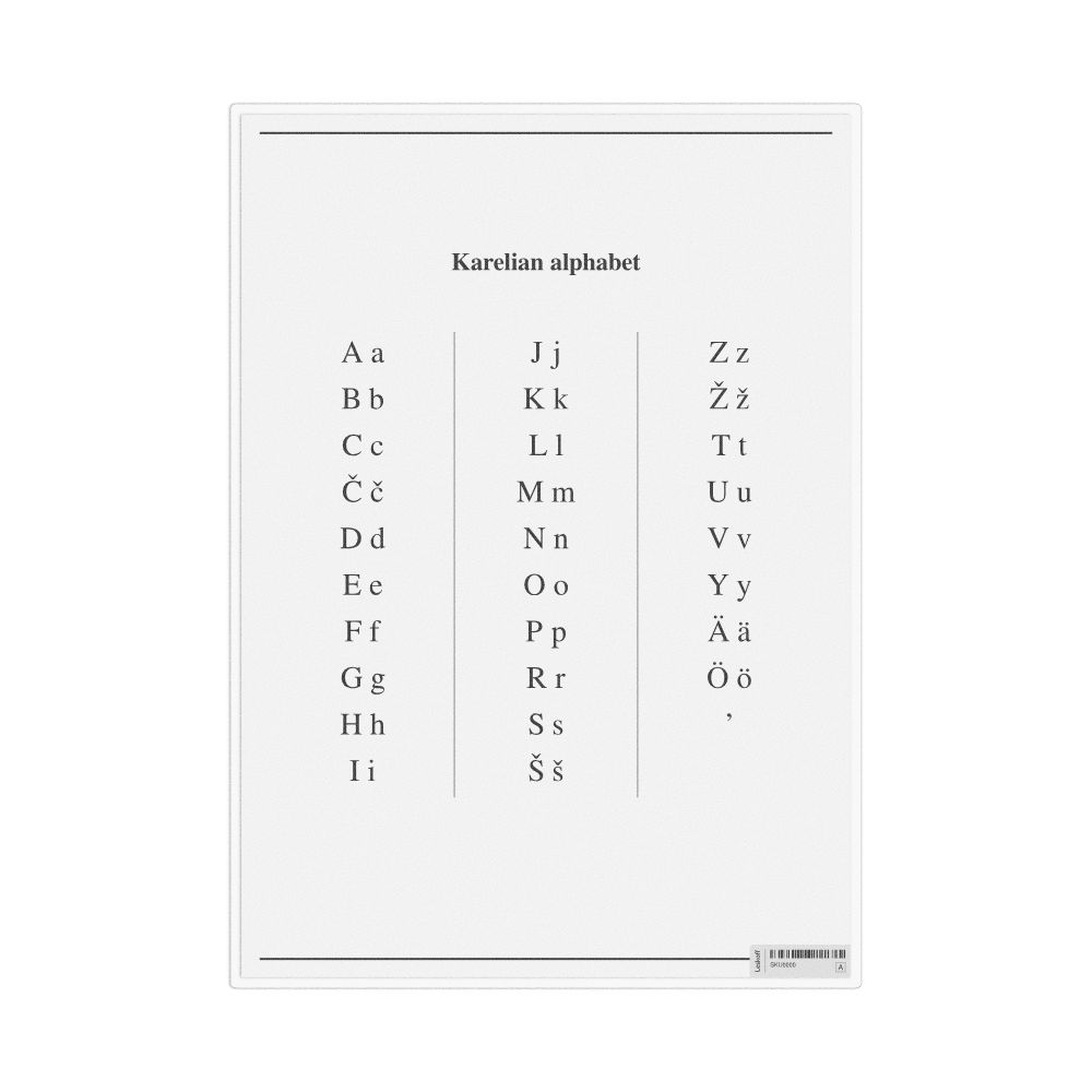 Leskoff Karelian Alphabet, Desk Chart, 8.3 x 11.7 in (21.0 x 29.7 cm), image 1 of 1