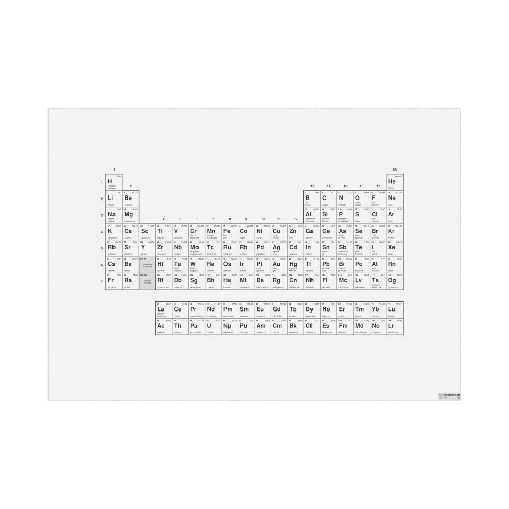 Leskoff Periodic Table Chart, 18-Column Layout, Interlingue/English-Labeled, 33.1 x 23.4 in (84.1 x 59.4 cm, Poster / Wall Chart), image 1 of 1