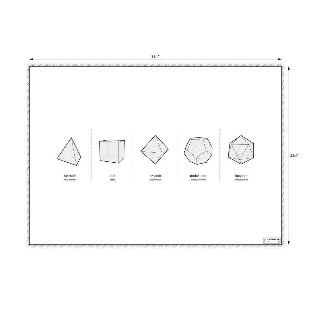 Leskoff Platonic Solids Poster, Azerbaijani/English-Labeled, image 1 of 2