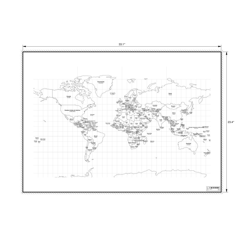 Leskoff World Wall Map (World Map Poster), Spanish/English-Labeled, image 1 of 2