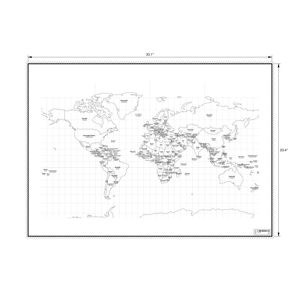 Leskoff World Wall Map (World Map Poster), Dutch/English-Labeled, image 1 of 2