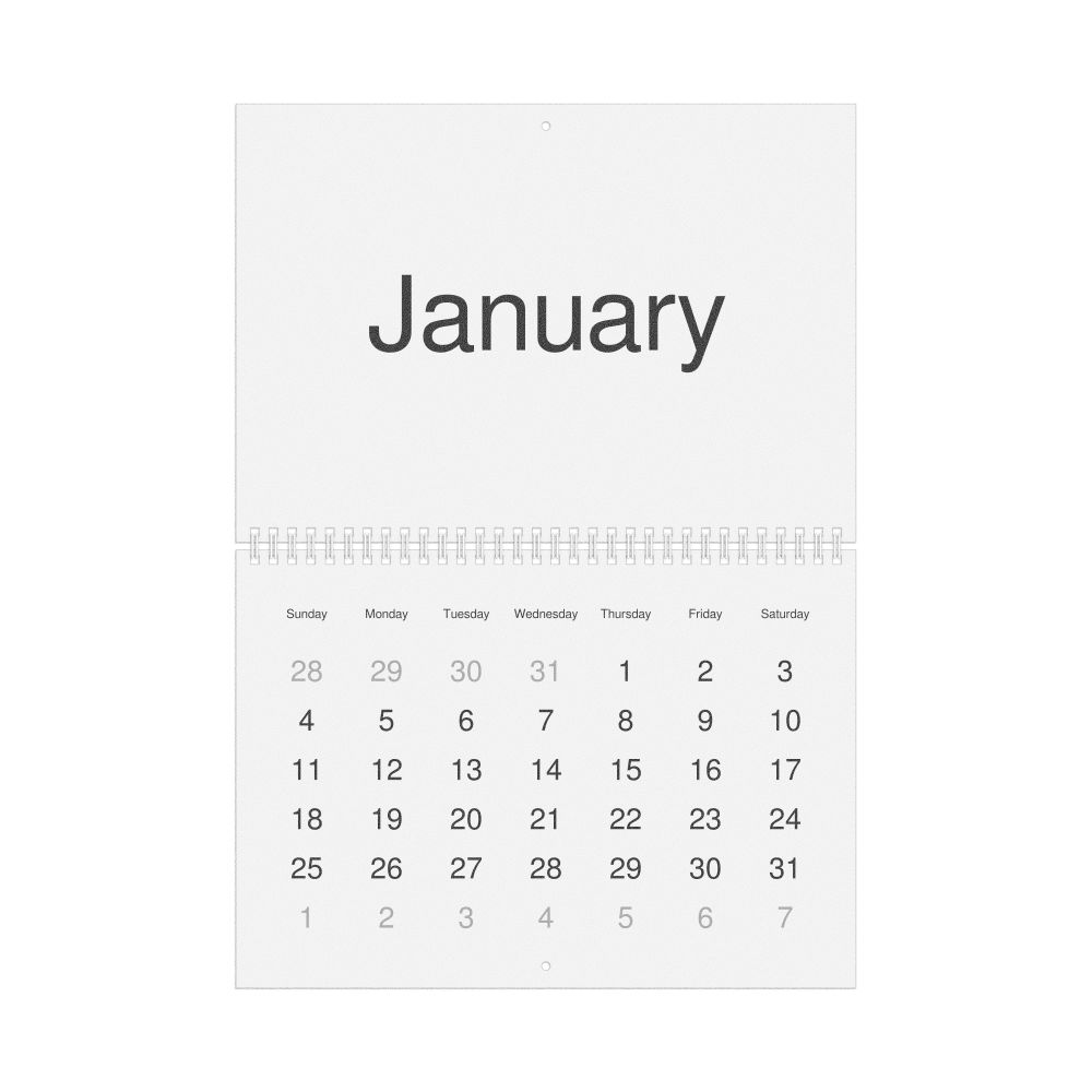 Leskoff 2026 Wall Calendar, English-Labeled, Sunday-Start Layout, Wire-Bound, 11.7 x 8.3 in (29.7 x 21.0 cm), image 1 of 1