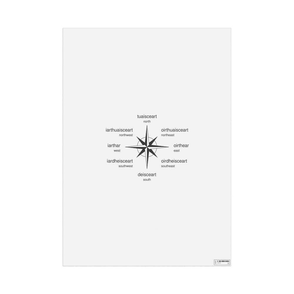 Leskoff Cardinal Directions Poster, Irish/English-Labeled, image 1 of 2
