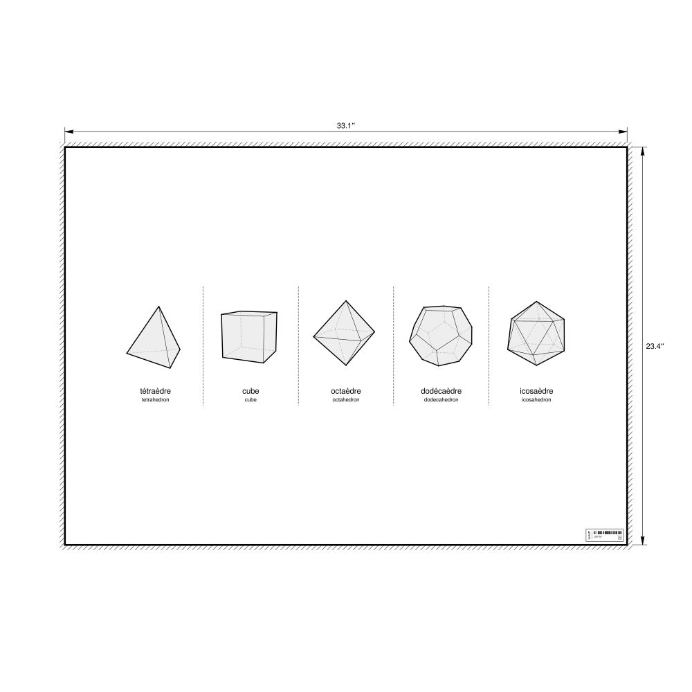 Leskoff Platonic Solids Poster, French/English-Labeled, image 1 of 2