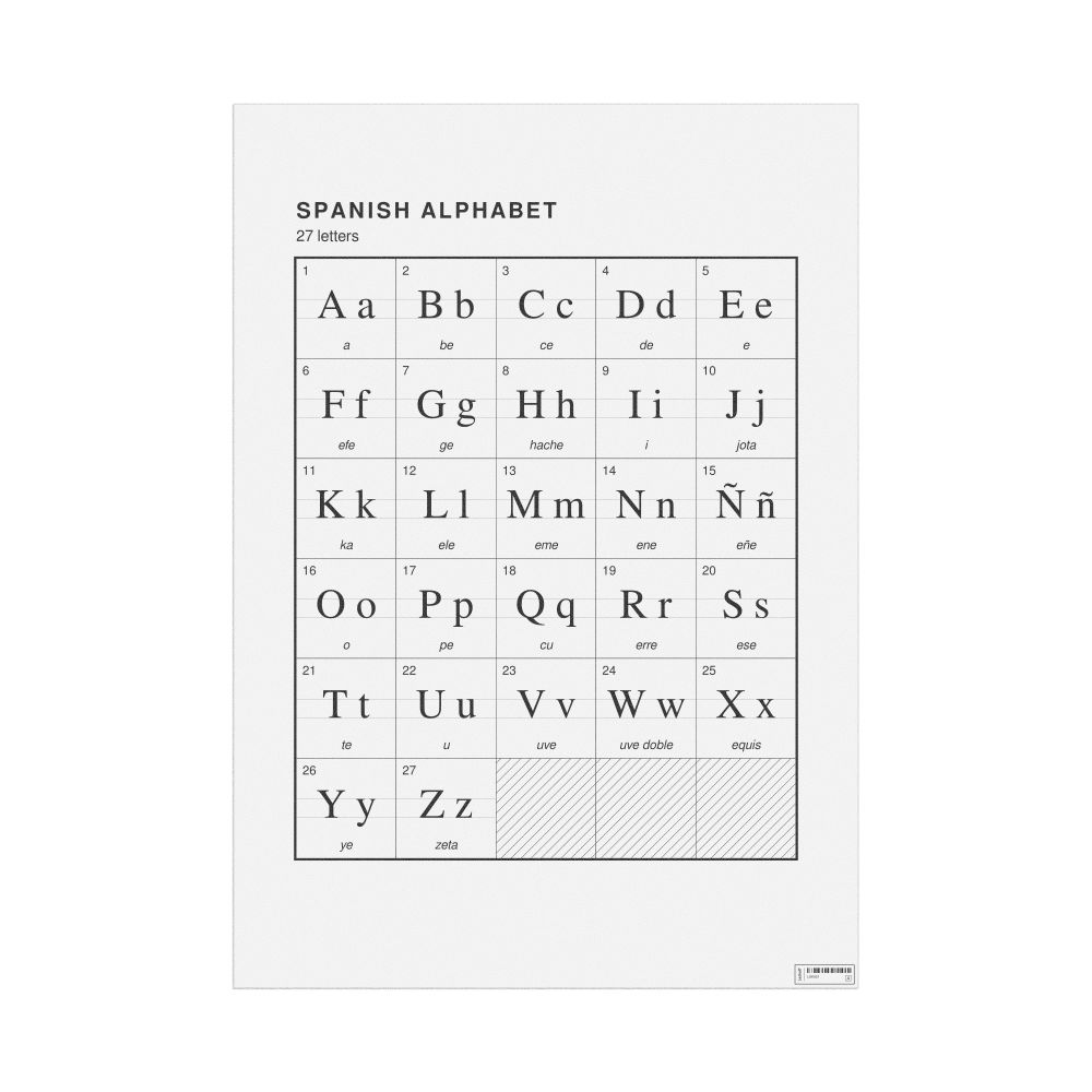Leskoff Spanish Alphabet Chart, 23.4 x 33.1 in (59.4 x 84.1 cm, Poster / Wall Chart), image 1 of 2