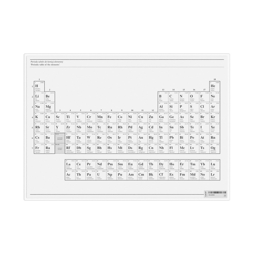 Leskoff Esperanto Periodic Table, Desk Chart, 11.7 x 8.3 in (29.7 x 21.0 cm), image 1 of 1
