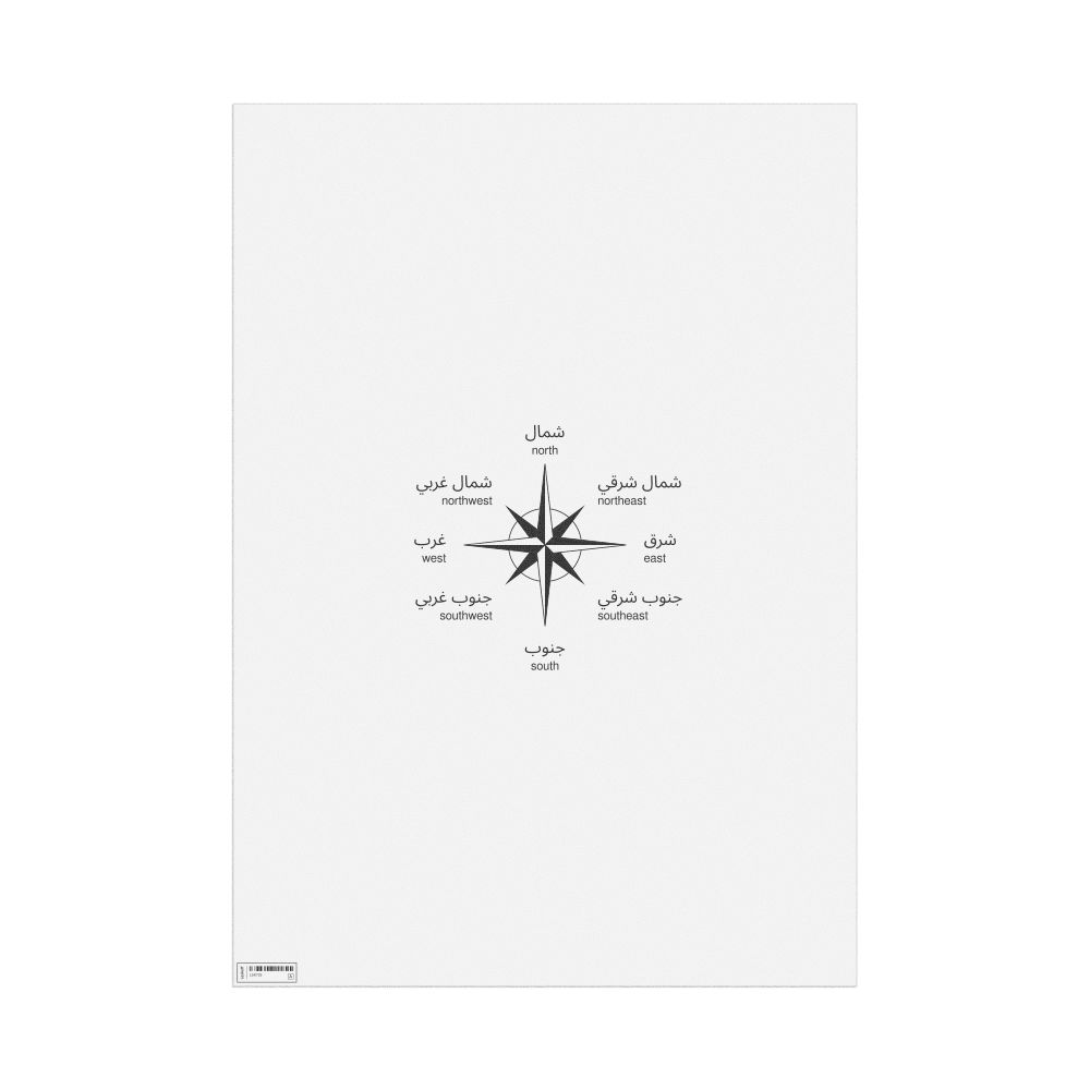 Leskoff Cardinal Directions Poster, Arabic/English-Labeled, image 1 of 2