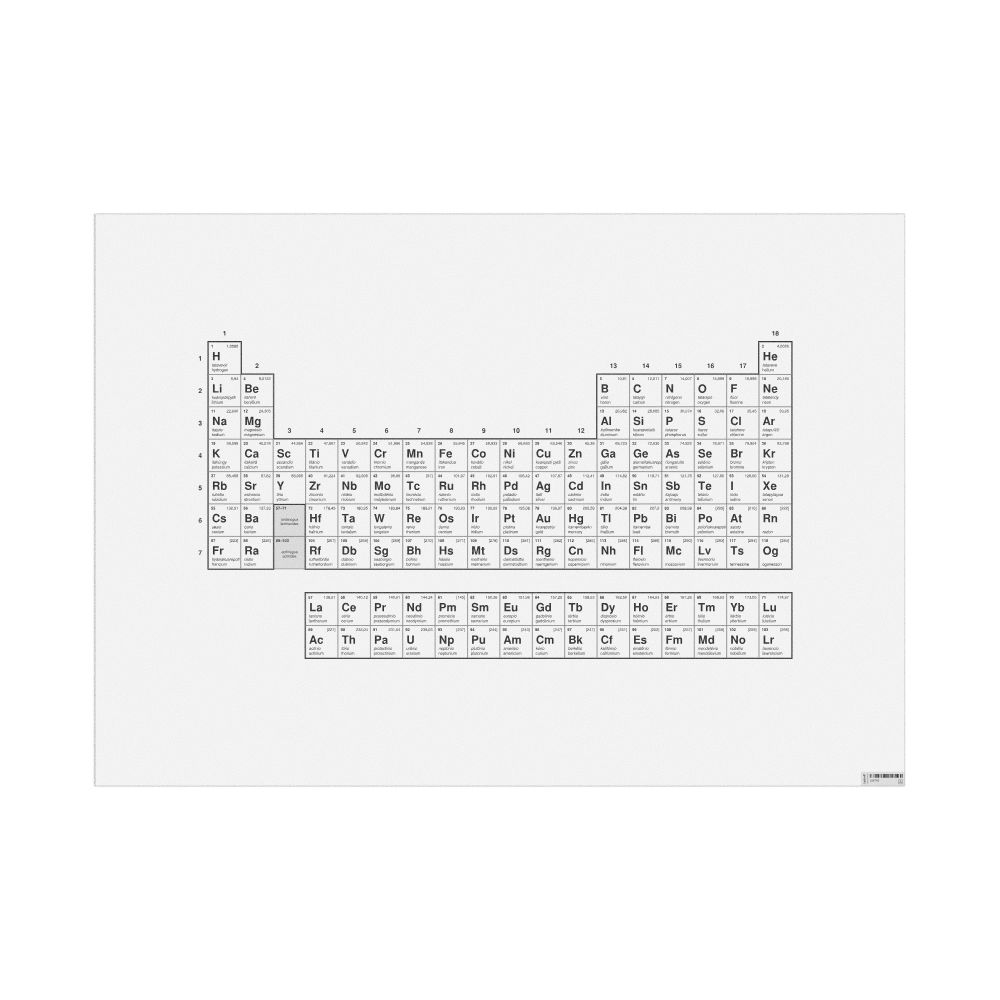 Leskoff Periodic Table Chart, 18-Column Layout, Guarani/English-Labeled, 33.1 x 23.4 in (84.1 x 59.4 cm, Poster / Wall Chart), image 1 of 1