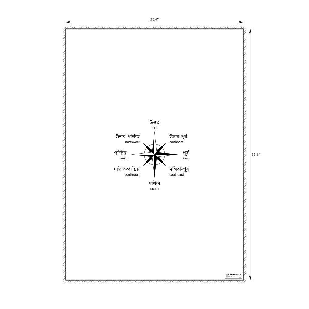Leskoff Cardinal Directions Poster, Bengali/English-Labeled, image 1 of 2