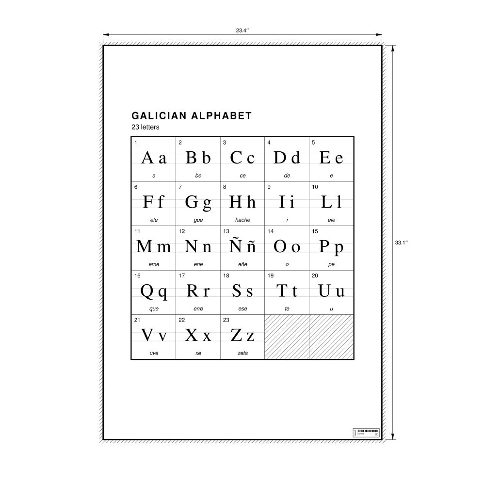 Leskoff Galician Alphabet Chart, 23.4 x 33.1 in (59.4 x 84.1 cm, Poster / Wall Chart), image 1 of 2
