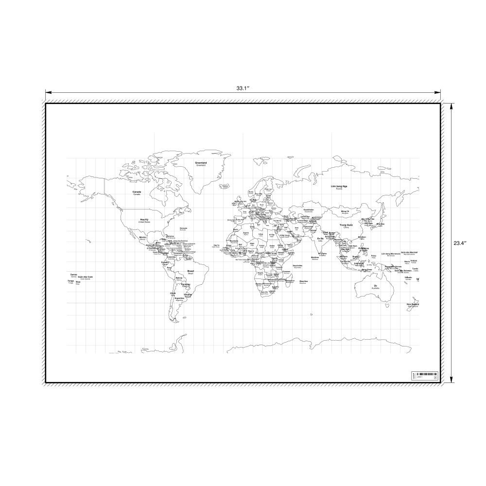 Leskoff World Wall Map (World Map Poster), Vietnamese/English-Labeled, image 1 of 2