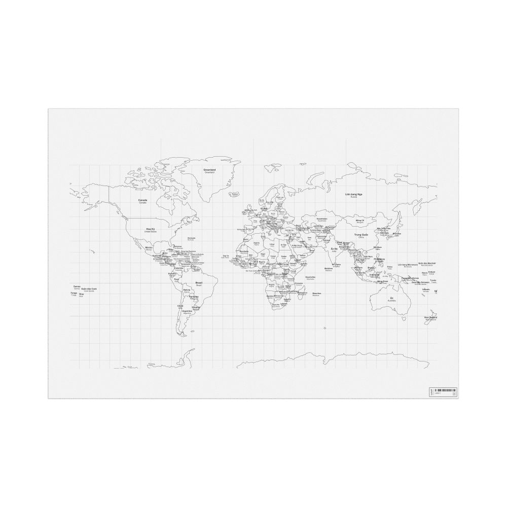 Leskoff World Wall Map (World Map Poster), Vietnamese/English-Labeled, image 1 of 2