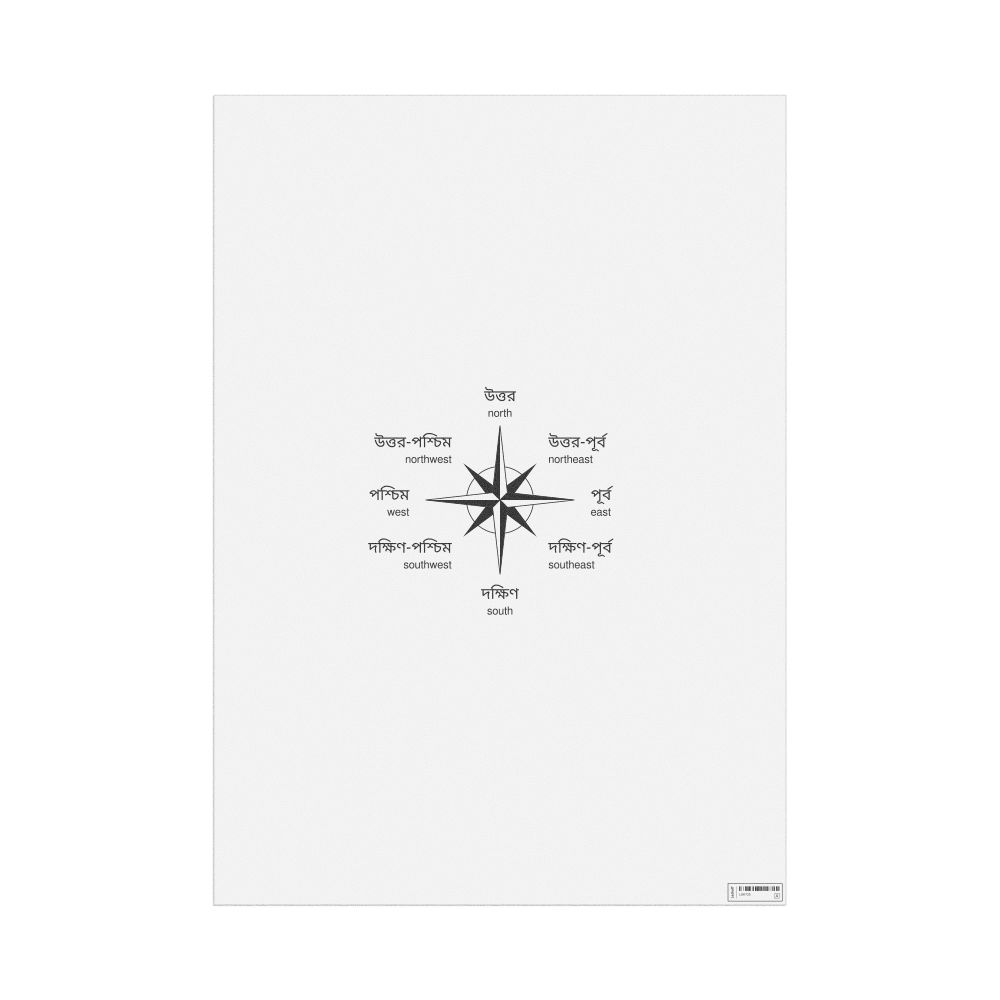 Leskoff Cardinal Directions Poster, Bengali/English-Labeled, image 1 of 2