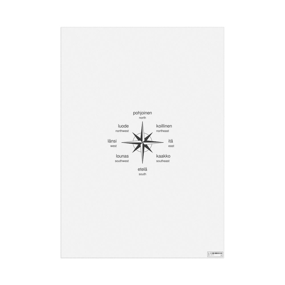 Leskoff Cardinal Directions Poster, Finnish/English-Labeled, image 1 of 2