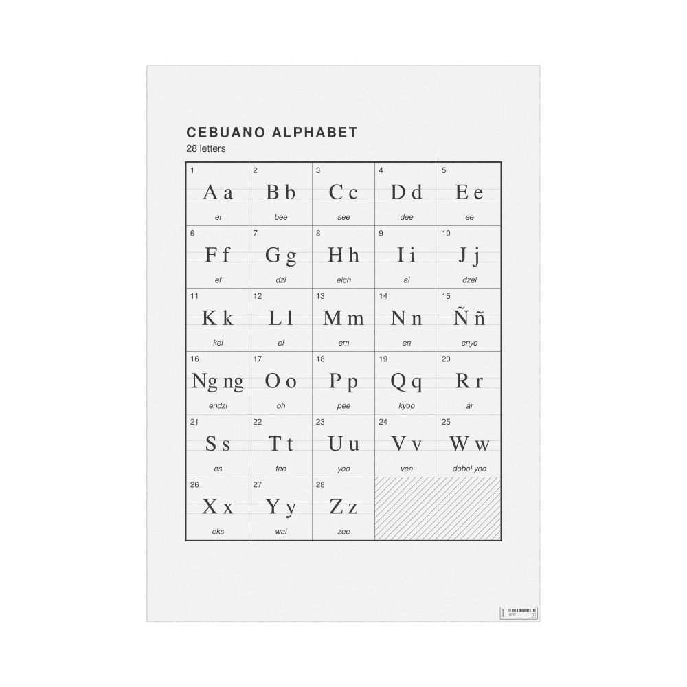 Leskoff Cebuano Alphabet Chart, 23.4 x 33.1 in (59.4 x 84.1 cm, Poster / Wall Chart), image 1 of 2