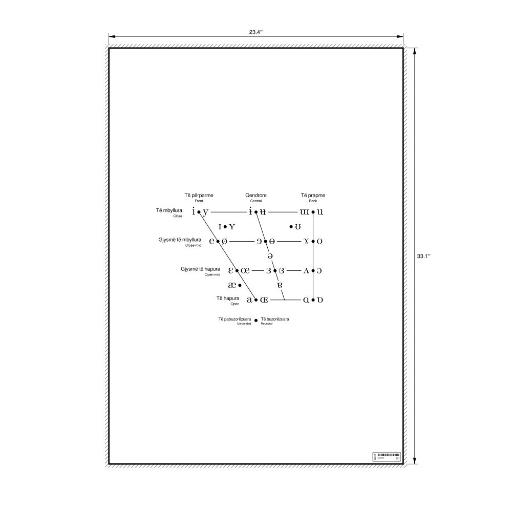 Leskoff IPA Vowel Chart Poster, Albanian/English-Labeled, image 1 of 2