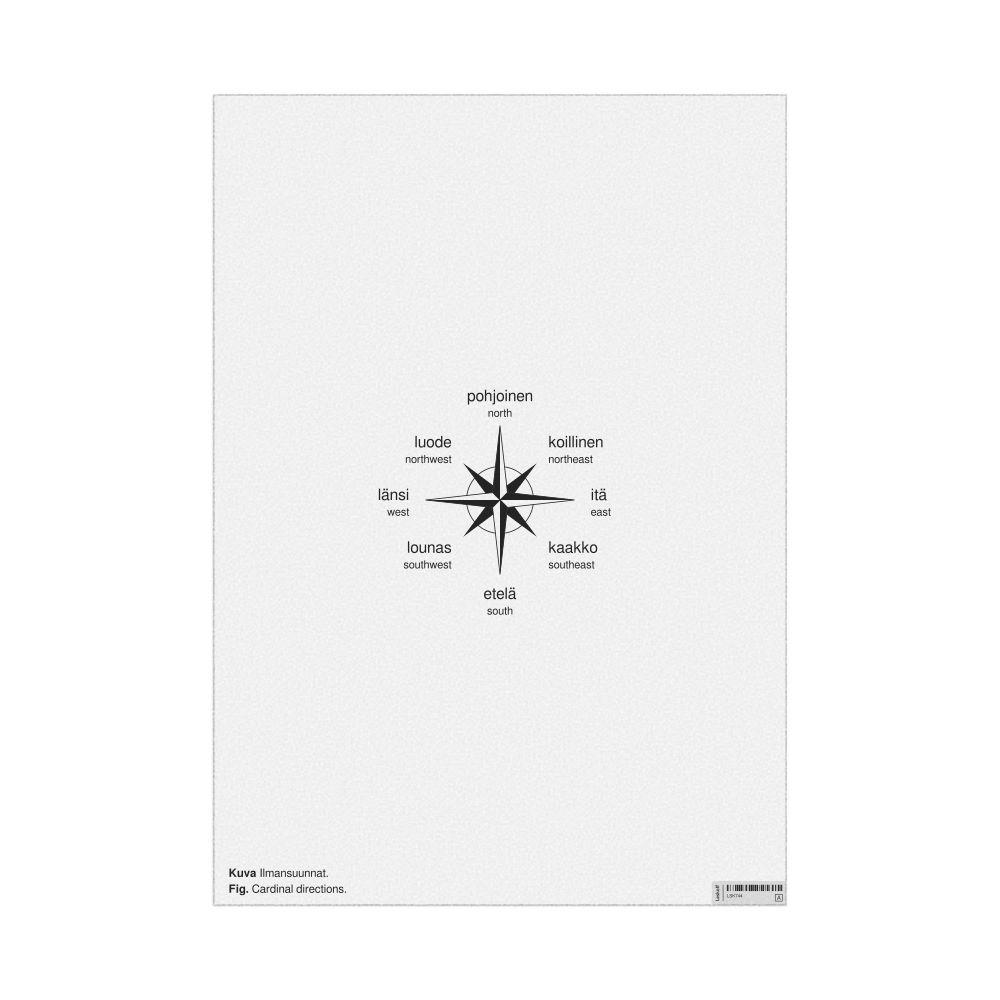 Leskoff Cardinal Directions Poster, Finnish/English-Labeled, image 1 of 2