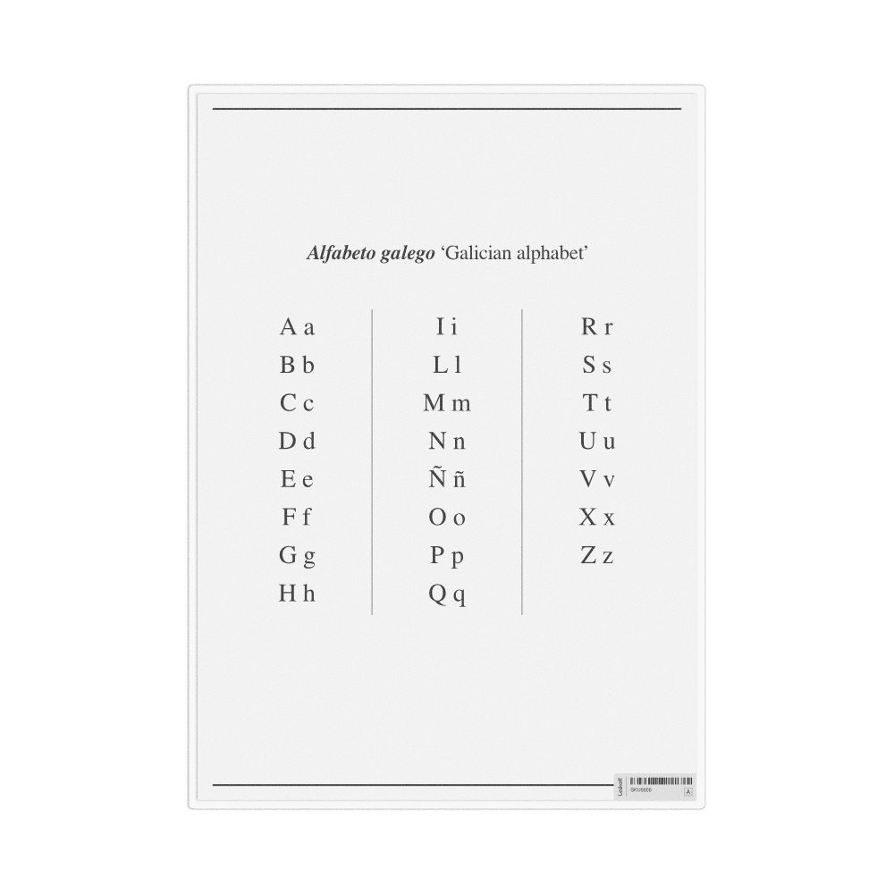 Leskoff Galician Alphabet, Desk Chart, 8.3 x 11.7 in (21.0 x 29.7 cm), image 1 of 1