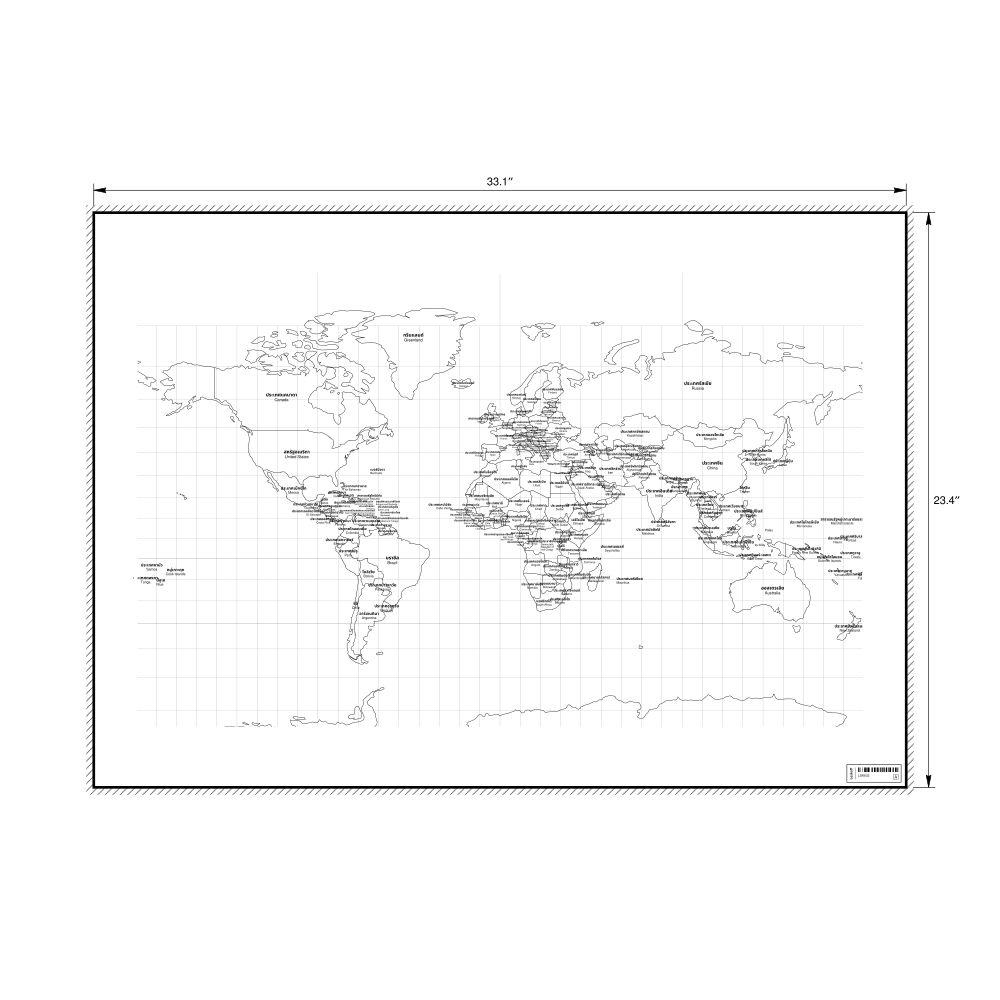 Leskoff World Wall Map (World Map Poster), Thai/English-Labeled, image 1 of 2