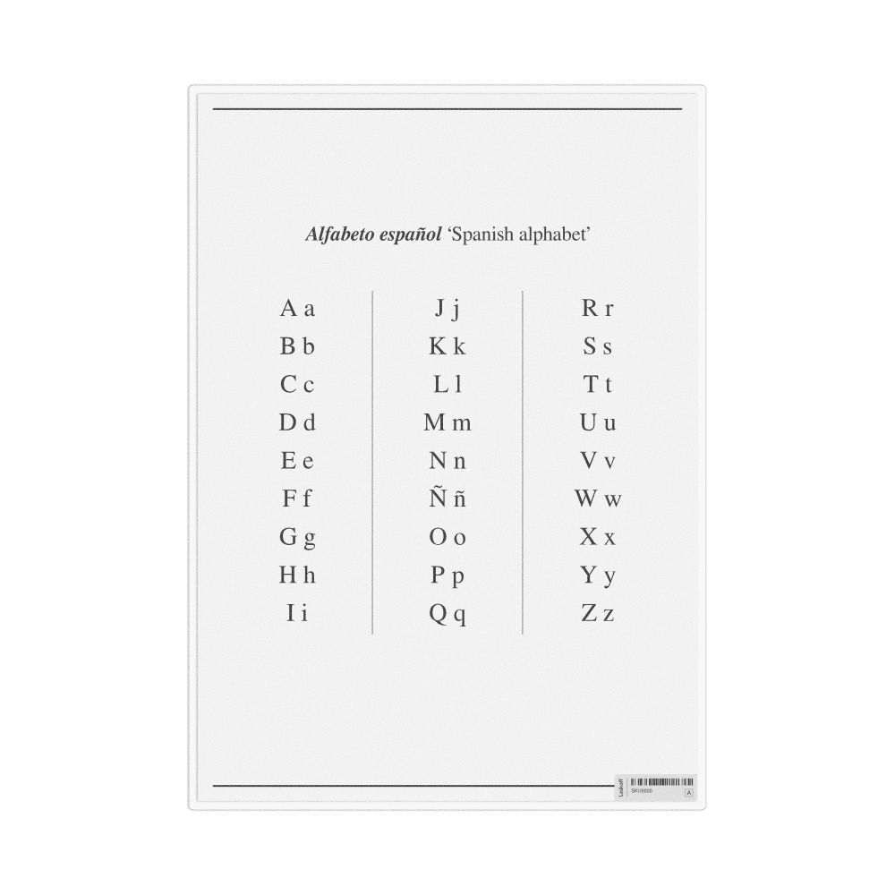 Leskoff Spanish Alphabet, Desk Chart, 8.3 x 11.7 in (21.0 x 29.7 cm), image 1 of 1