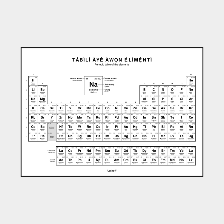 Leskoff Yoruba-Language Periodic Table image 1 of 2