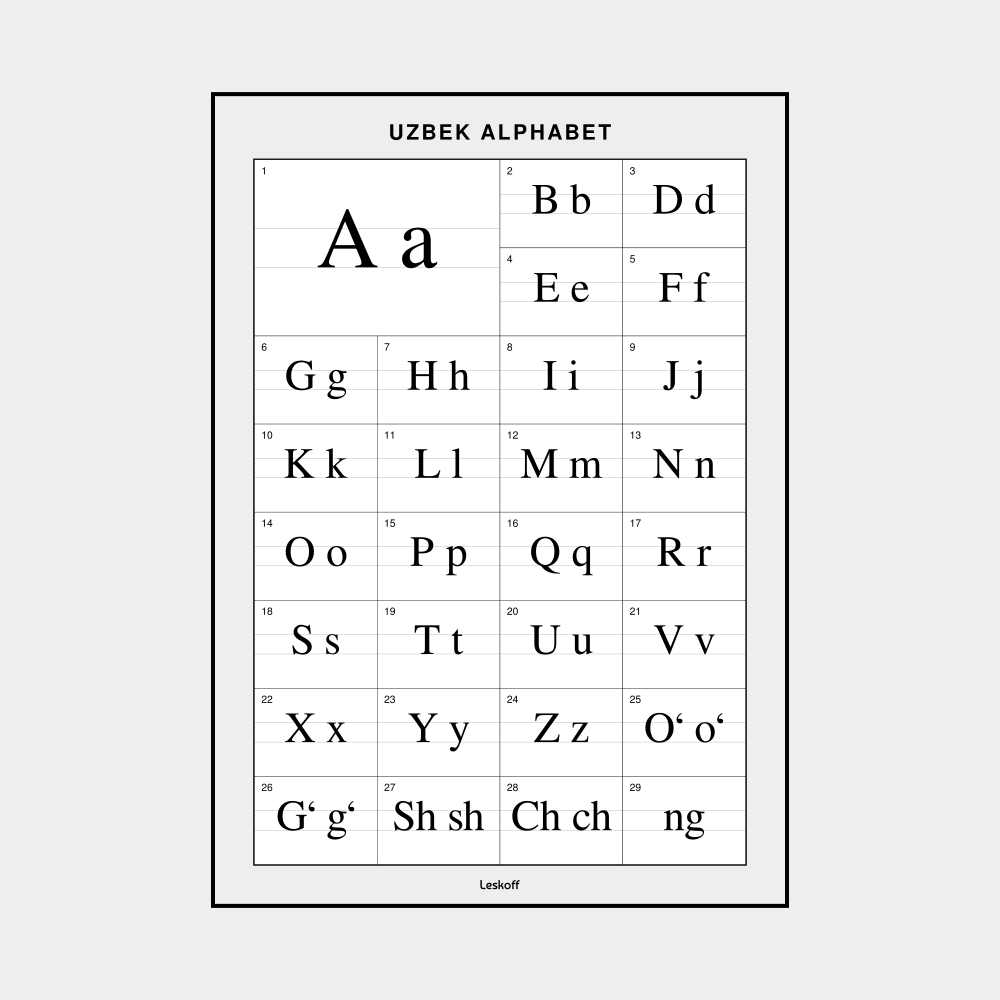 Leskoff Uzbek Alphabet image 1 of 1