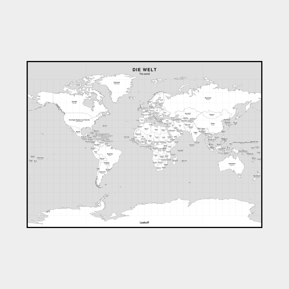 Leskoff German-Language Map of the World image 1 of 2