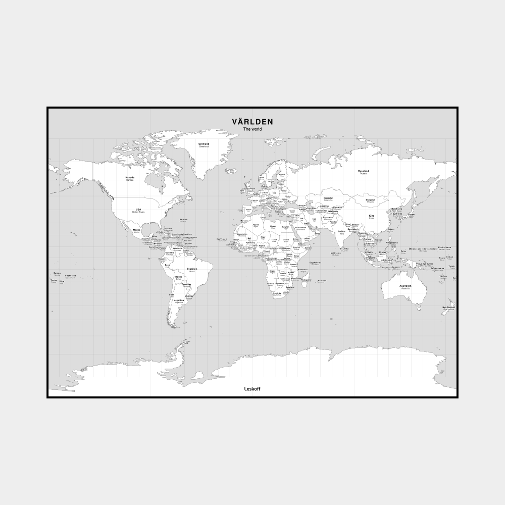 Leskoff Swedish-Language Map of the World image 1 of 2